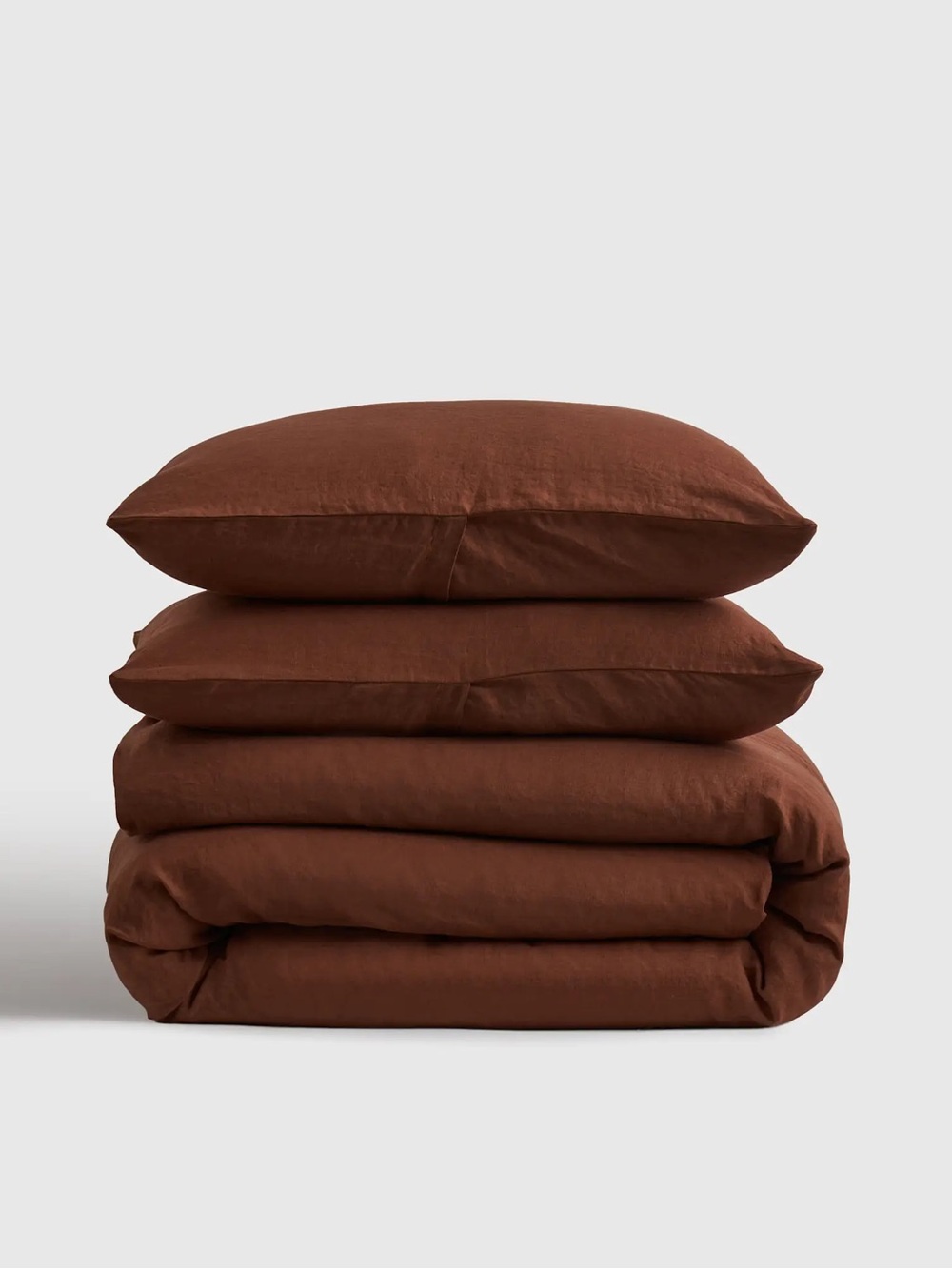 QUINCE European Linen Duvet Cover Set King/Cal King Bordeaux 7236
